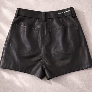 7 For All Mankind High Waist Black Shorts Leather